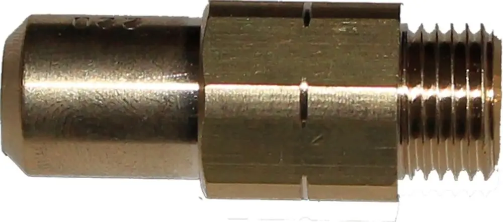 Goldfarbener Anschlussadapter mit Außengewinde, hergestellt von Wolf. Das Produkt hat eine runde Form und ist für Sanitäranwendungen geeignet.